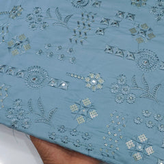 Kurta Pajama Fabric ManTire Designer Silk Embroidery Colour Light Glaucous Blue