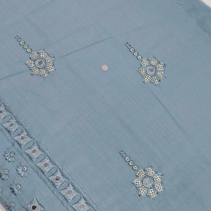 Kurta Pajama Fabric ManTire Designer Silk Embroidery Colour Light Glaucous Blue