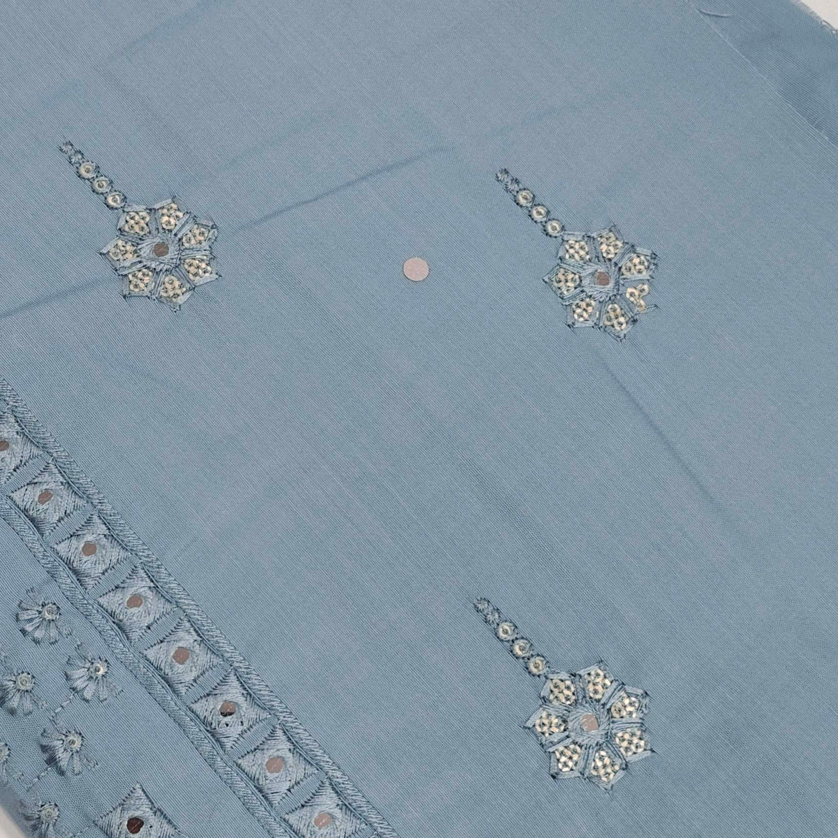 Kurta Pajama Fabric ManTire Designer Silk Embroidery Colour Light Glaucous Blue