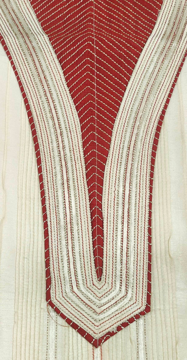 Kurta Pajama Fabric ManTire Designer Silk Embroidery Colour Cream