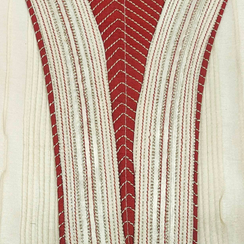 Kurta Pajama Fabric ManTire Designer Silk Embroidery Colour Cream