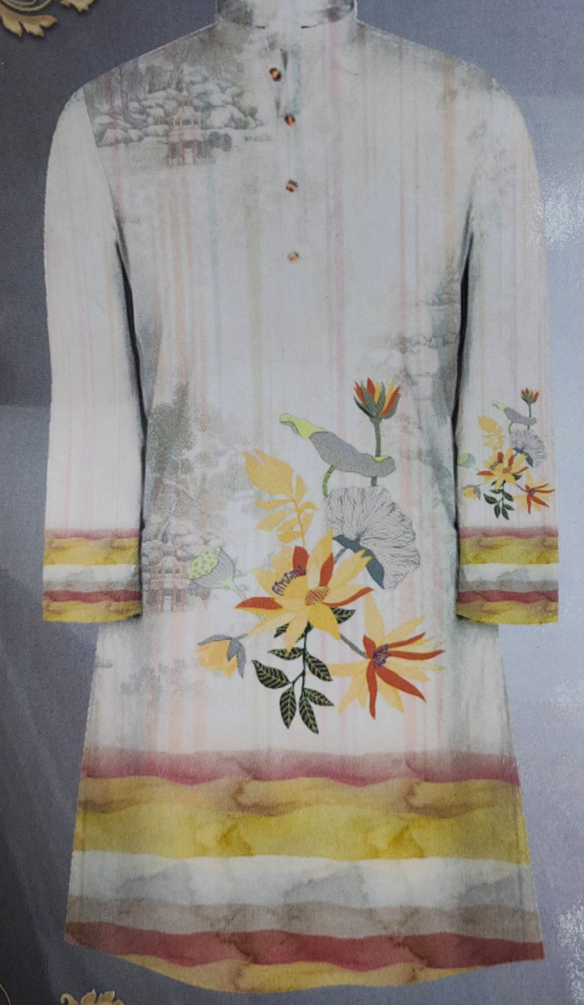 Kurta Fabric ManTire Designer PV Printed Colour Multicolour