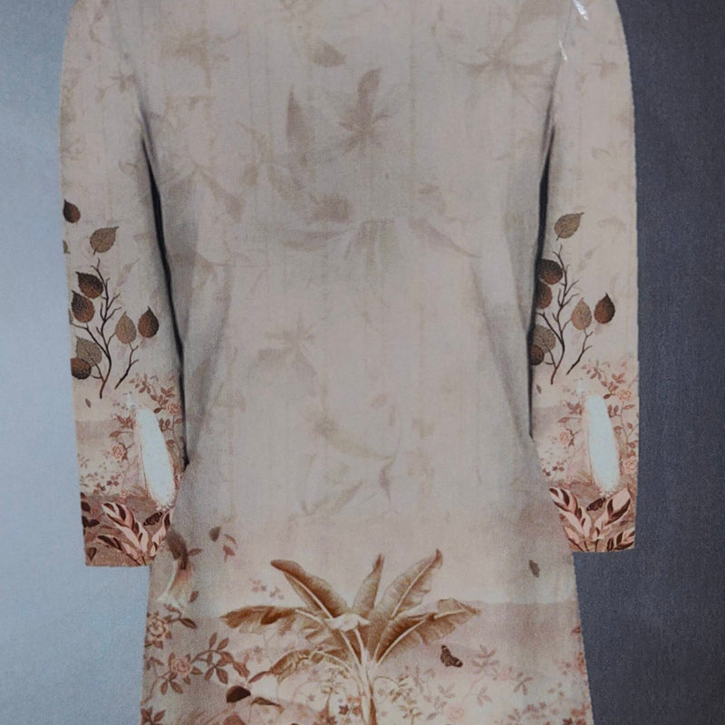 Kurta Fabric ManTire Designer PV Printed Colour Light Peach