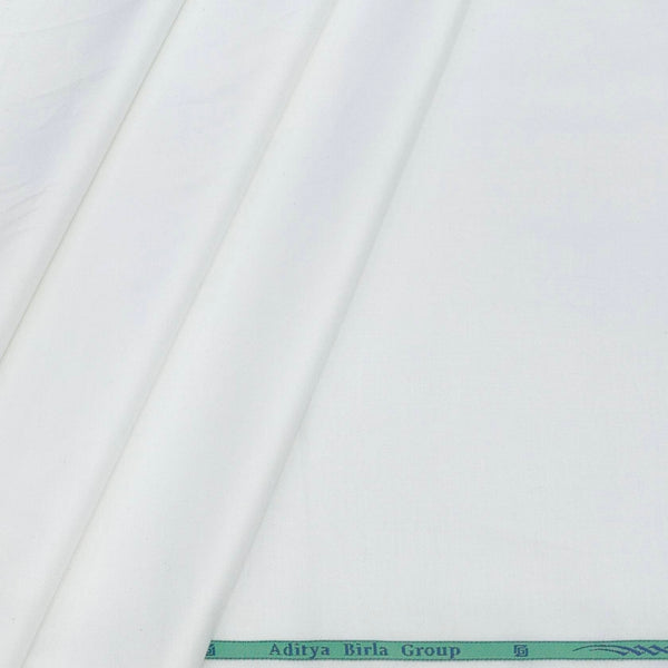 Shirt Fabric Grasim 50s Count 100% Cotton Plain Colour White
