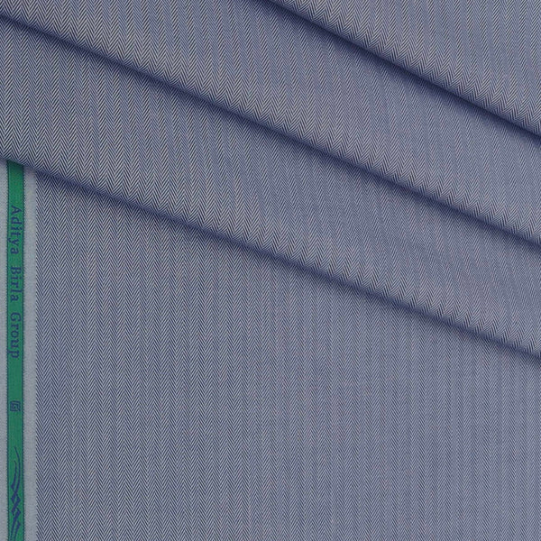 Shirt Fabric Grasim 100% Cotton Herringbone Colour Glaucous Blue