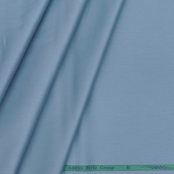 Shirt Fabric Grasim Giza Cotton Satin Plain Colour Baby Blue