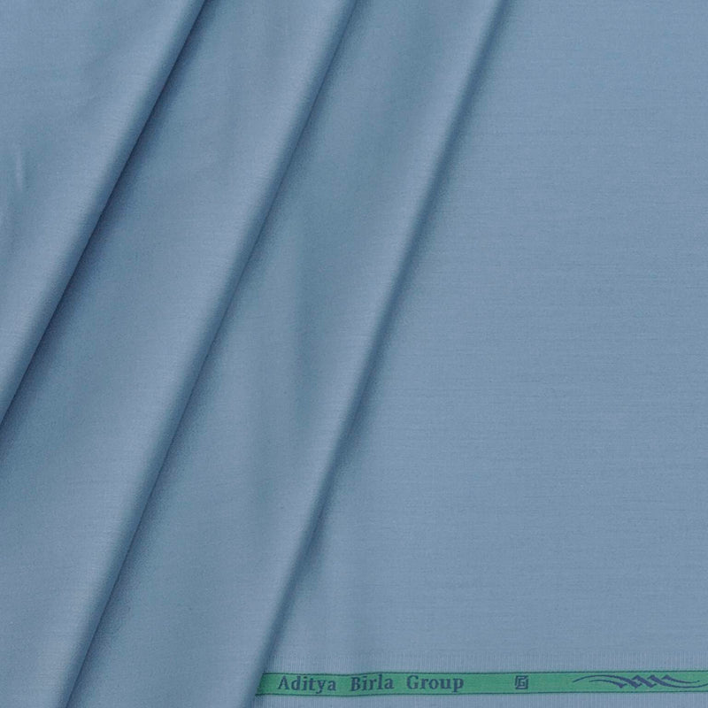 Shirt Fabric Grasim Giza Cotton Satin Plain Colour Baby Blue