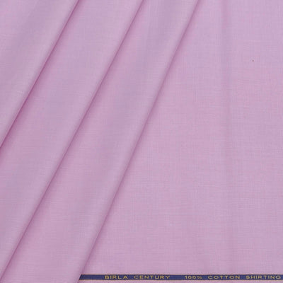 Shirt Fabric Birla Century 60s Pure cotton Plain Fill a Fill Colour Pink