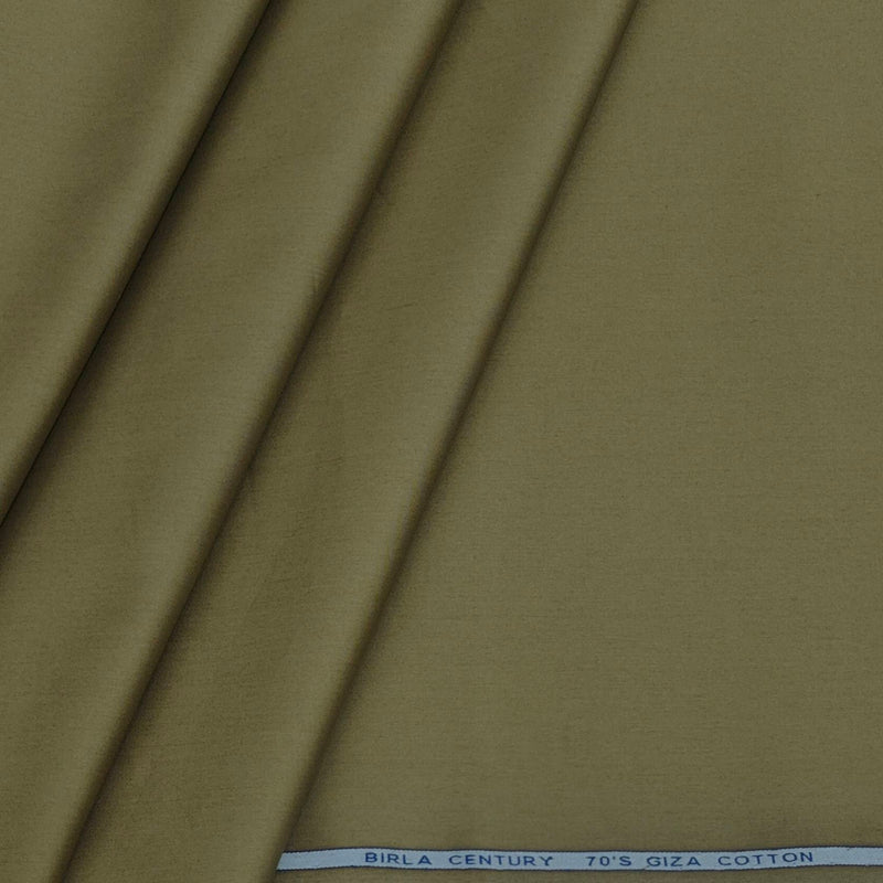 Shirt Fabric Birla Century 70s Giza Cotton Plain Colour Greenish Brown