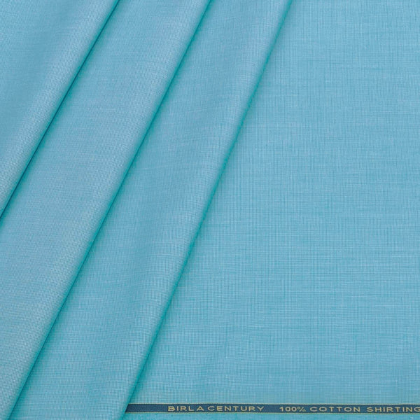 Shirt Fabric Birla Century 60s Pure cotton Plain Fill a Fill Colour Sky Blue