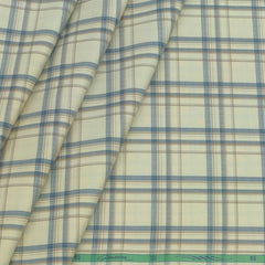 Shirt Fabric Grasim Egyptian Giza Cotton Broad Check Colour Blue N Greige Beige