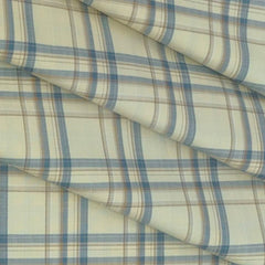 Shirt Fabric Grasim Egyptian Giza Cotton Broad Check Colour Blue N Greige Beige