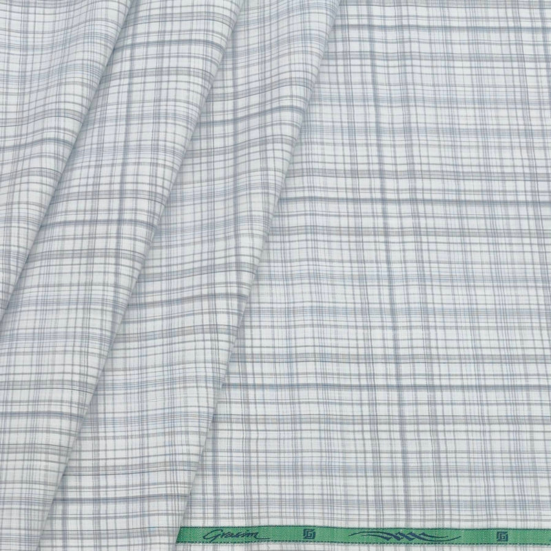 Shirt Fabric Grasim Egyptian Giza Cotton Mix Check Colour Light Blue N Light Grey