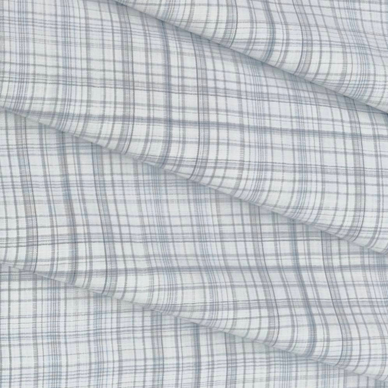 Shirt Fabric Grasim Egyptian Giza Cotton Mix Check Colour Light Blue N Light Grey
