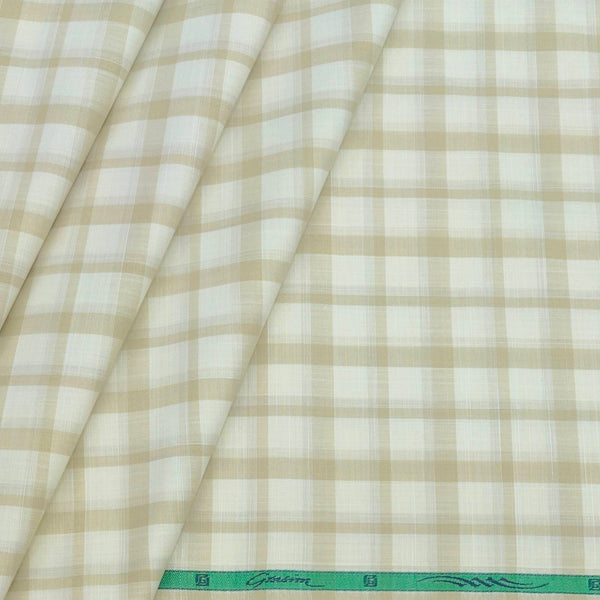 Shirt Fabric Grasim Egyptian Giza Cotton Check Colour Light Brown