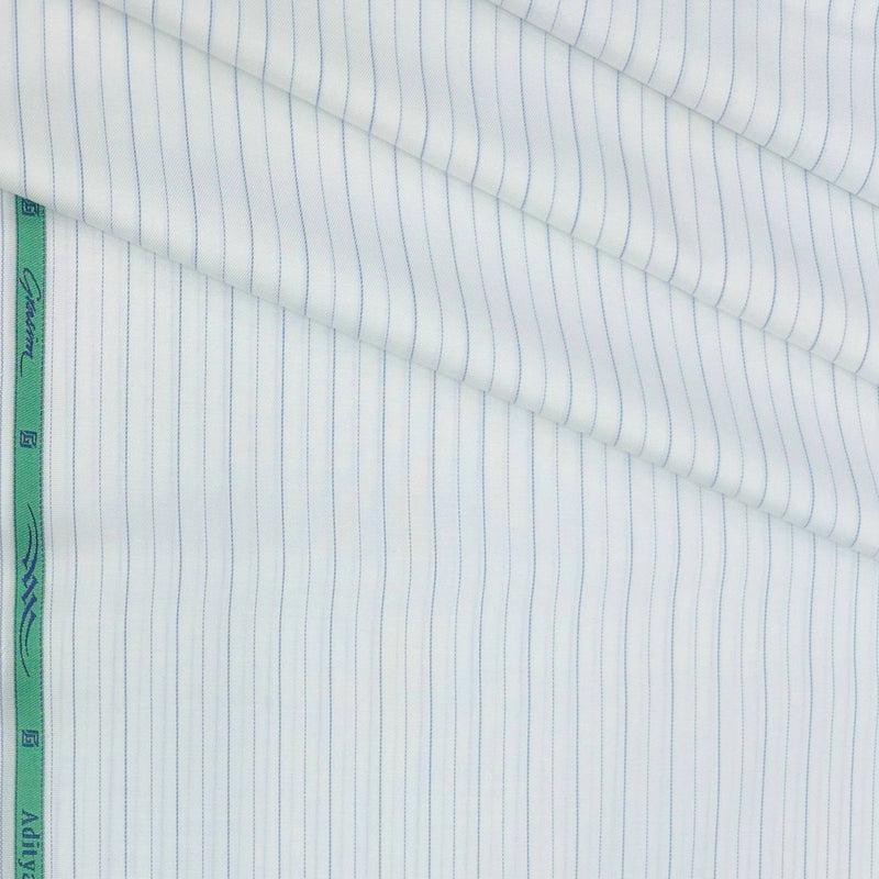 Shirt Fabric Grasim Egyptian Giza Cotton Lining Colour Blue N White