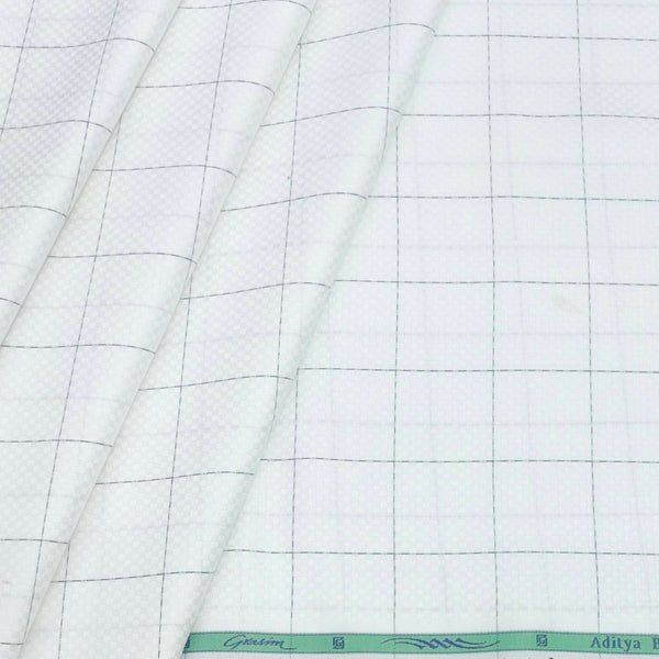 Shirt Fabric Grasim Egyptian Giza Cotton Broad Check Colour Black N White