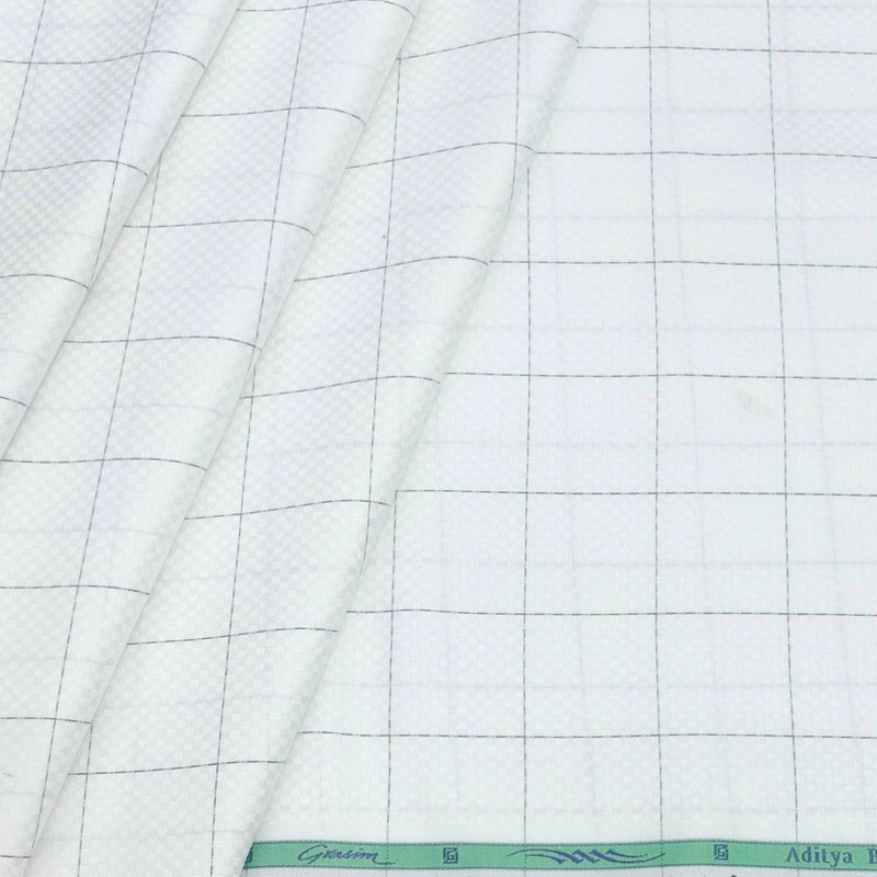 Shirt Fabric Grasim Egyptian Giza Cotton Broad Check Colour Black N White