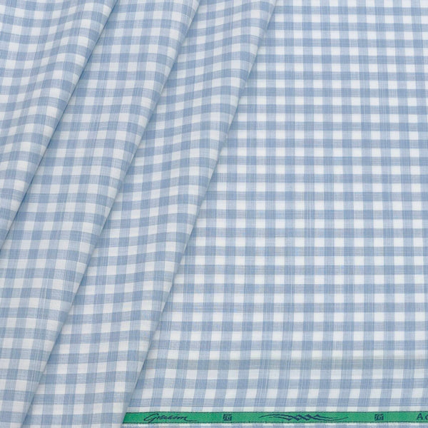 Shirt Fabric Grasim Egyptian Giza Cotton Check Colour Light Blue
