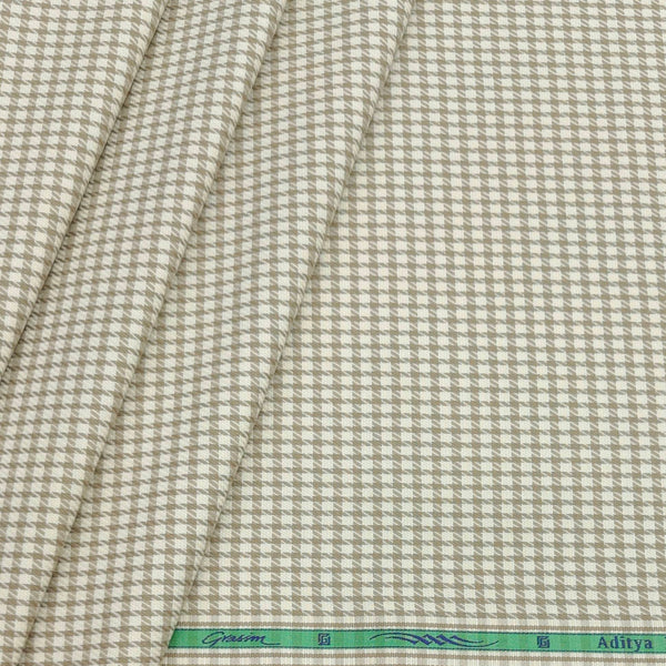 Shirt Fabric Grasim Egyptian Giza Cotton Mix Check Colour Desert Brown