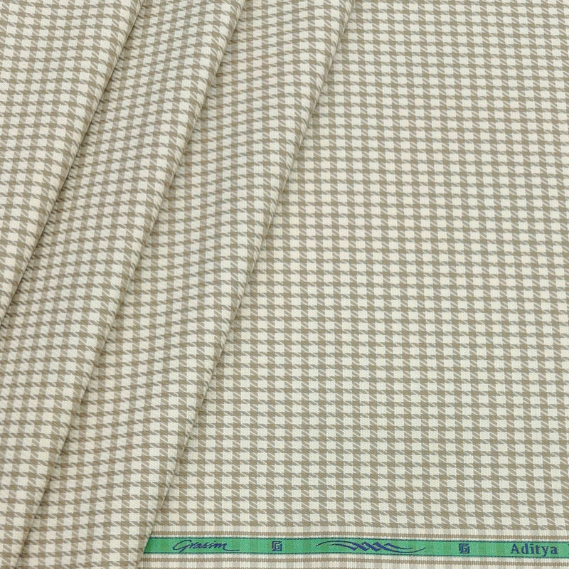 Shirt Fabric Grasim Egyptian Giza Cotton Mix Check Colour Desert Brown