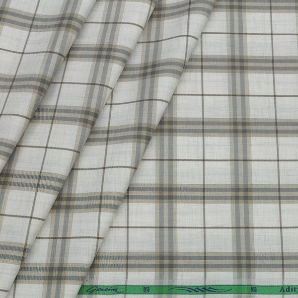 Shirt Fabric Grasim Egyptian Giza Cotton Broad Check Colour Brown N Grey
