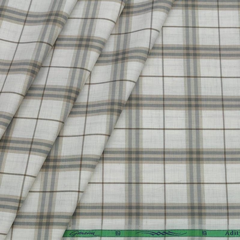 Shirt Fabric Grasim Egyptian Giza Cotton Broad Check Colour Brown N Grey