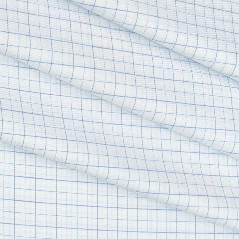 Shirt Fabric Grasim Egyptian Giza Cotton Mix Check Colour Light Blue