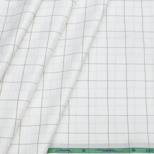 Shirt Fabric Grasim Egyptian Giza Cotton Broad Check Colour Brown N White