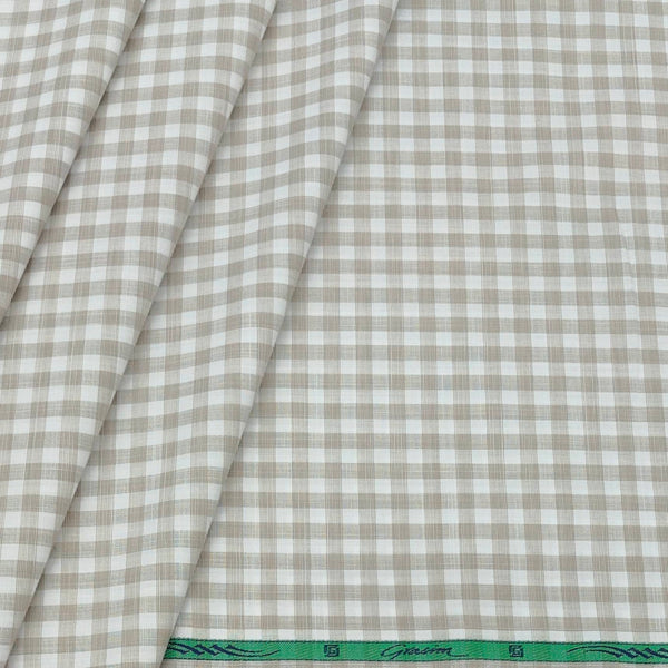 Shirt Fabric Grasim Egyptian Giza Cotton Check Colour Brown N Off White