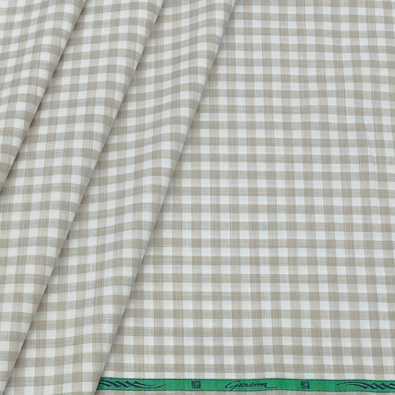 Shirt Fabric Grasim Egyptian Giza Cotton Check Colour Brown N Off White