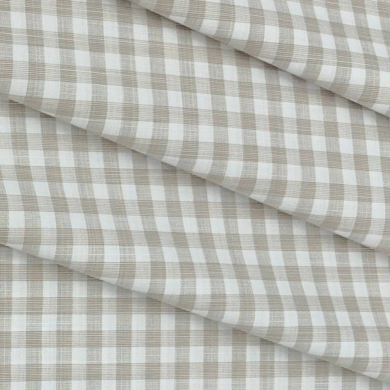 Shirt Fabric Grasim Egyptian Giza Cotton Check Colour Brown N Off White