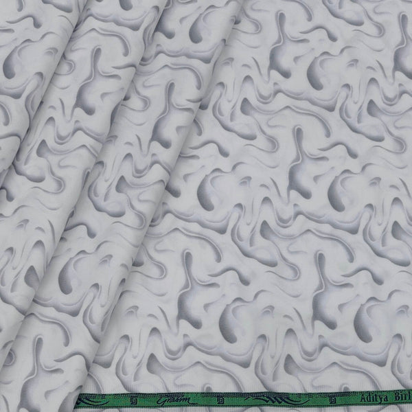 Shirt Fabric Grasim Egyptian Giza Cotton Printed Colour White N Grey