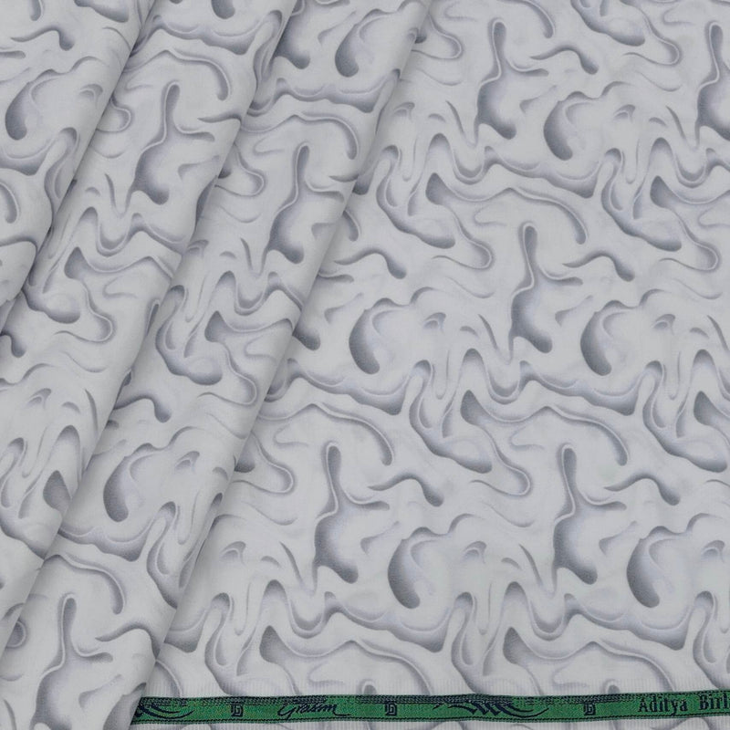 Shirt Fabric Grasim Egyptian Giza Cotton Printed Colour White N Grey