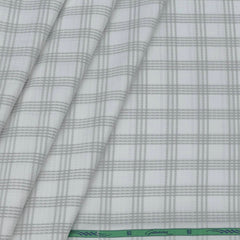 Shirt Fabric Grasim Egyptian Giza Cotton Broad Check Colour Light Grey N White