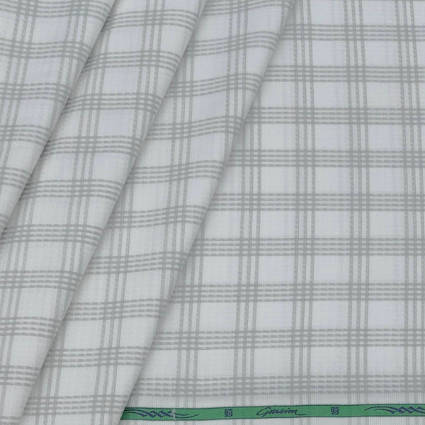 Shirt Fabric Grasim Egyptian Giza Cotton Broad Check Colour Light Grey N White