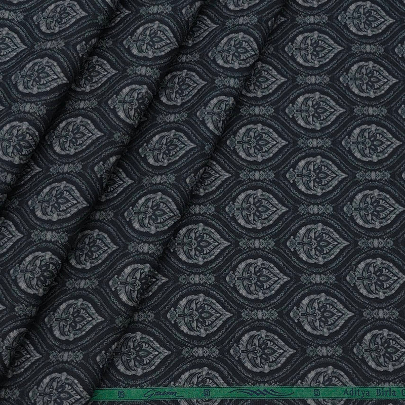 Shirt Fabric Grasim Egyptian Giza Cotton Printed Colour Blackish Grey