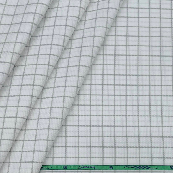 Shirt Fabric Grasim Egyptian Giza Cotton Check Colour Grey N White
