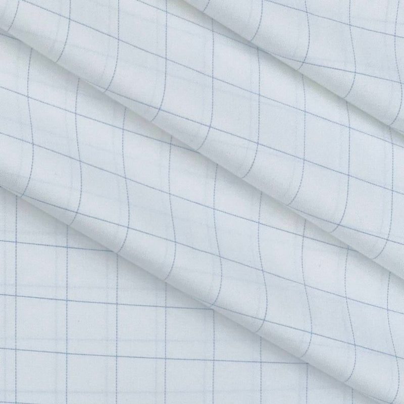 Shirt Fabric Grasim Egyptian Giza Cotton Check Colour Blue N White