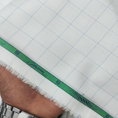 Shirt Fabric Grasim Egyptian Giza Cotton Check Colour Blue N White