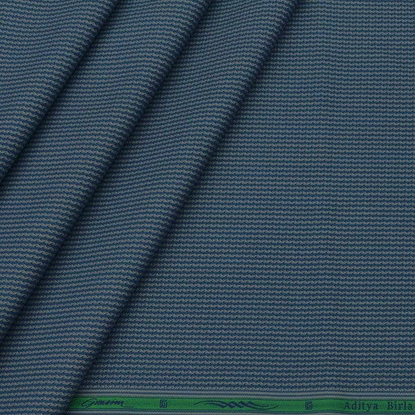 Shirt Fabric Grasim Egyptian Giza Cotton Zig Zag Colour Stone Blue