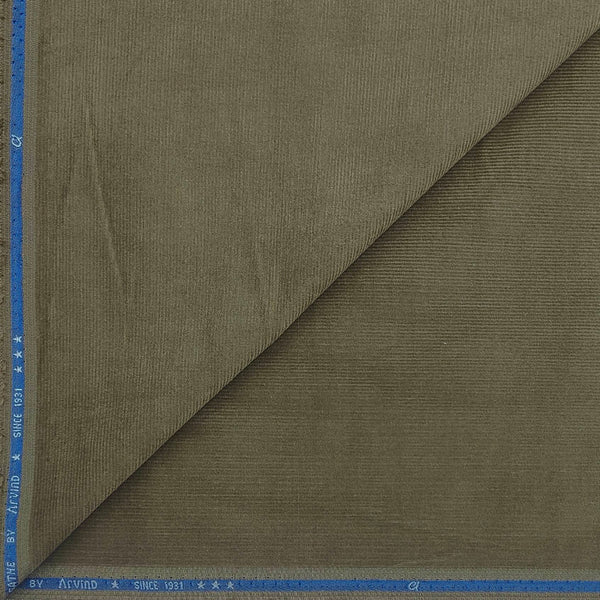 Corduroy Arvind Pure Cotton stretchable Trouser Fabric Colour Brownish Green