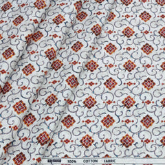 Shirt Fabric Raymond 100% Cotton Printed Colour Gold, Orange N White