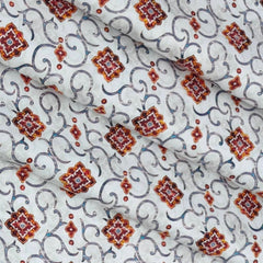 Shirt Fabric Raymond 100% Cotton Printed Colour Gold, Orange N White