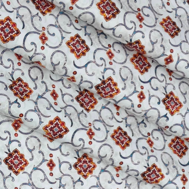 Shirt Fabric Raymond 100% Cotton Printed Colour Gold, Orange N White