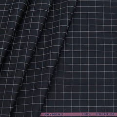 Shirt Fabric Raymond 100% Cotton Check Colour Bluish Black