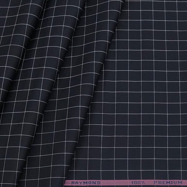 Shirt Fabric Raymond 100% Cotton Check Colour Bluish Black