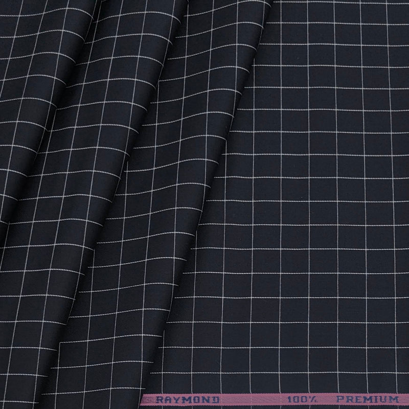 Shirt Fabric Raymond 100% Cotton Check Colour Bluish Black