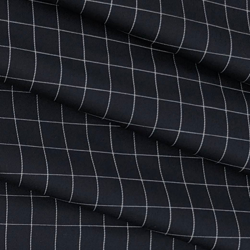 Shirt Fabric Raymond 100% Cotton Check Colour Bluish Black