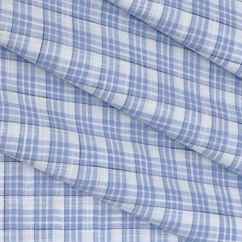 Shirt Fabric Raymond 100% Cotton Check Colour Light Blue N White
